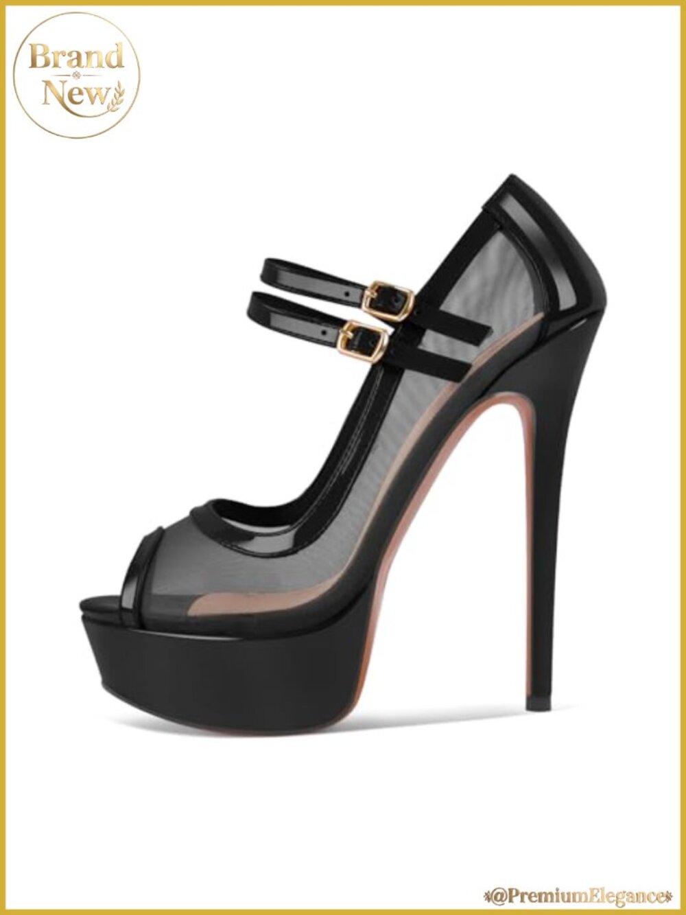 Women's Platform Sandals Mesh Ankle Strap Stiletto High Heels